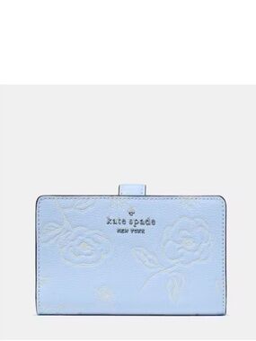 ♠️Kate Spade Floral Embossed Medium Bifold Wallet, North Star Blue NEW NWT